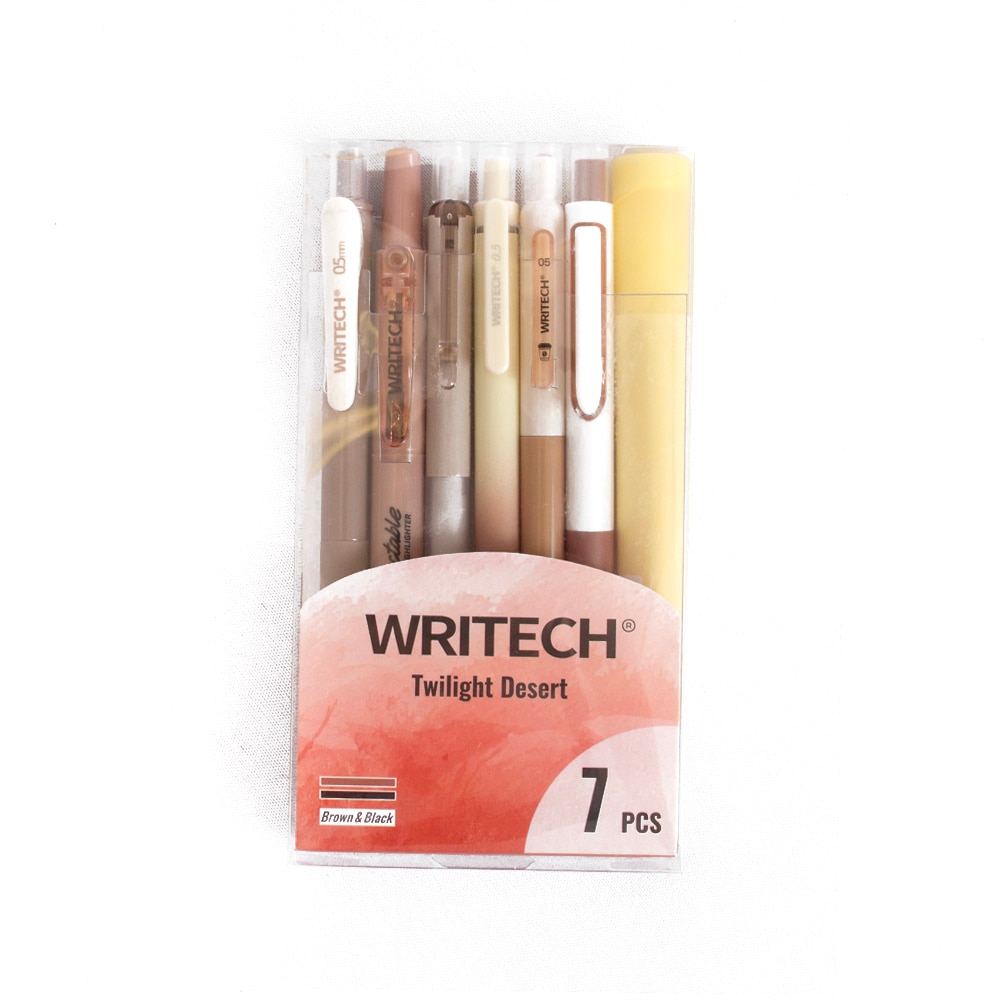 Writech, Pen & Pencil Sets, Art & School, 7 Piece, Journaling Kit, 5 Gel Pens, 2 Highlighters, Twilight Desert, 836231